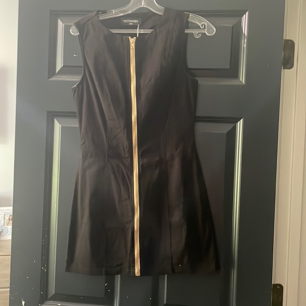 Kittenish Black Mini Zipper Dress